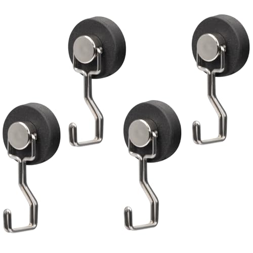 JINGZHAN Robuste Magnethaken für Kühlschrank – 2 Stück, starke gummierte Kühlschrankhaken, kratzfest und wasserdicht, hält Schlüssel, Handtücher, Bastelarbeiten (Silber) von JINGZHAN
