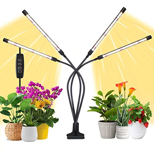 JINHONGTO Pflanzenlampe, 80 LEDs Vollspektrum Planzenlicht, 4 Kopf Wachstumslampe mit Timer, 10 Dimmstufen & 3 Modi LED Pflanzenlampe von JINHONGTO