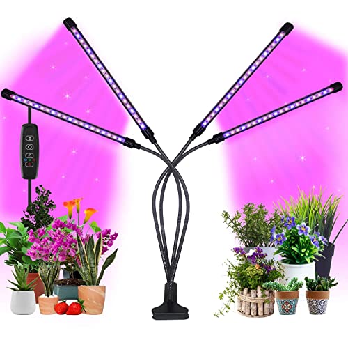 JINHONGTO Pflanzenlampe LED, Pflanzenlicht, 4 Heads Pflanzenleuchte, 80 LEDs Wachsen licht Vollspektrum für Zimmerpflanzen mit Zeitschaltuhr, 3 Modi, 10 Helligkeitsstufen von JINHONGTO
