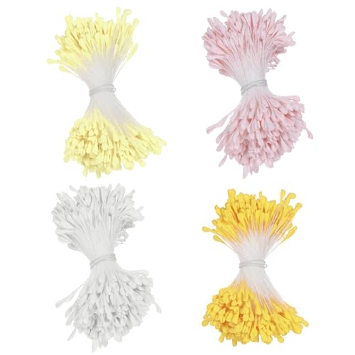 JINJUMEI 1400 Stück Blumen Staubblätter, Malzförmige Künstliche Staubblatt, DIY Doppelköpfe Staubblatt Blume Künstliche Blütenstempel, Perlglänzender Staubblätter zum Basteln Hause Handwerk Decor von JINJUMEI