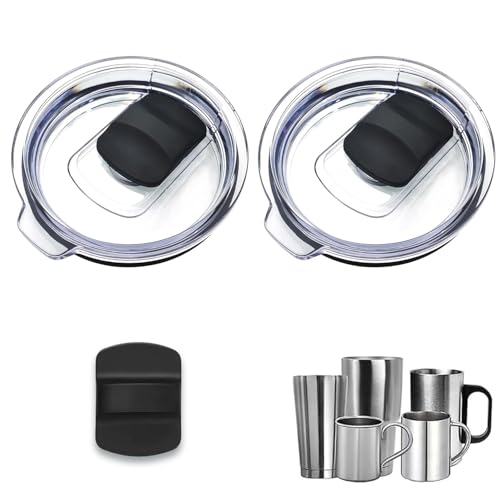JINJUMEI 2 Stück Magnetischer Becherdeckel, Becher Abdeckung mit Magnetischem Schieberschalter, Ersatzdeckel für Becher, Transparente Ersatzdeckel für 20 oz Tumbler, Auslaufsichere und Staubdichte von JINJUMEI