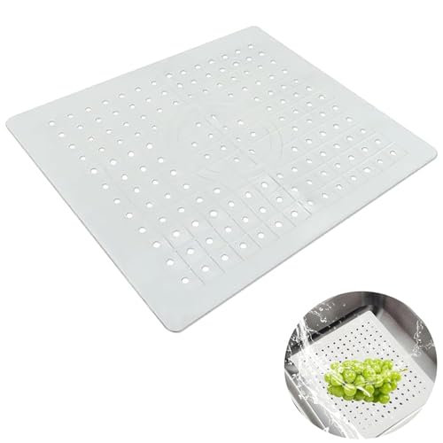 JINJUMEI Spülbecken Schutzmatte Gummi, Spülbeckenmatte mit Abflussloch 31.4x26.1cm, rutschfeste Spülbecken Matte, Spülbeckenschutz Zusammenklappbar für Küchenspülbeckenboden, Besteck und Glaswaren JINJUMEI Spülbecken Schutzmatte Gummi, Spülbeckenmatte mit Abflussloch 31.4x26.1cm, rutschfeste Spülbecken Matte, Spülbeckenschutz Zusammenklappbar für Küchenspülbeckenboden, Besteck und Glaswaren von JINJUMEI