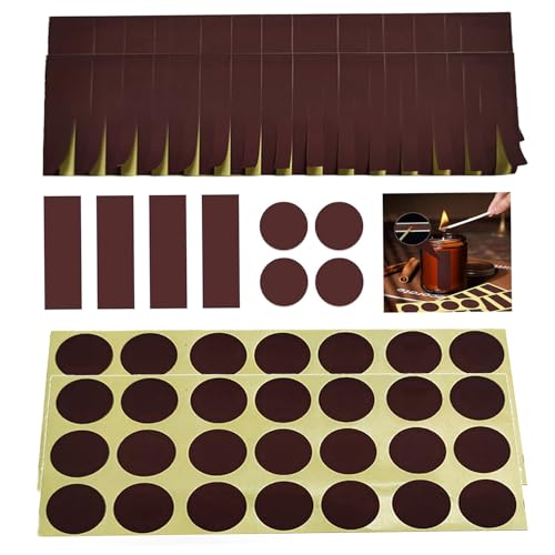 JINJUMEI Streichholz Papier 102 Stück Match Striker Paper 42 Runde und 60 Rechteckige Selbstklebende Streichhölzer Aufkleber für den Austausch von Match Rack Beckenpapier (gelb-braun) von JINJUMEI