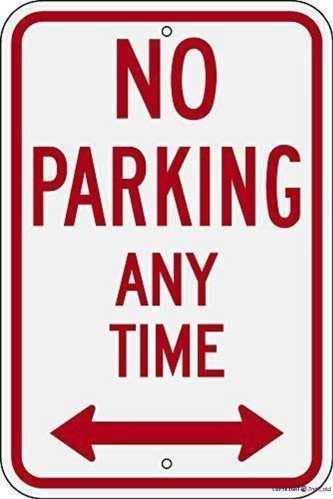 Blechschild Metallschild Warnschild Legende No Parking Any Time Doppelpfeil Yard Dekorativ S 20 x 30 cm (Höhe x Länge) Bürobedarf Aluminiumschild von JINKAIRUI