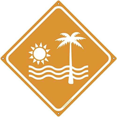 Blechschild aus Zinn – Strand Road Pool Haus Palme Dekoration – Wandschild innen und außen – 20,3 x 20,3 cm Blechschild aus Zinn – Strand Road Pool Haus Palme Dekoration – Wandschild innen und außen – 20,3 x 20,3 cm von JINKAIRUI
