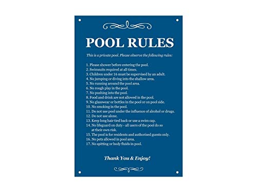 Blue Pool Rules Private Please Observe Iron Painting Metal Plate Tin Sign Vintage Retro Home House Man Cave Decor 30,5 x 45,7 cm Blue Pool Rules Private Please Observe Iron Painting Metal Plate Tin Sign Vintage Retro Home House Man Cave Decor 30,5 x 45,7 cm von JINKAIRUI