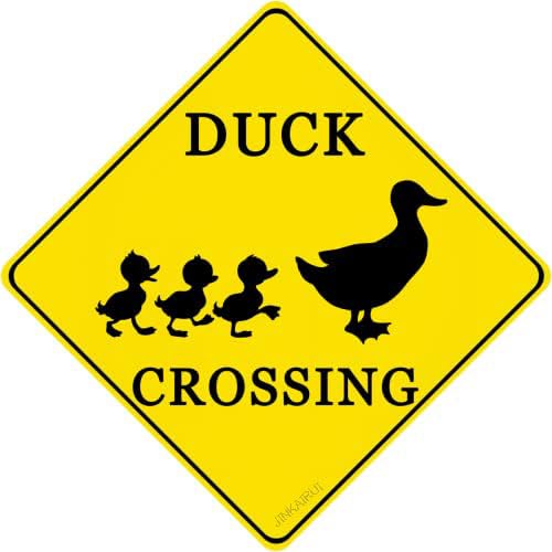Duck Crossing Schild 20,3 x 20,3 cm Metall Ente Schild Lustige Ente Dekor Straßenschild Outdoor Tier Kreuzung Schild Reflektierend für Bauernhaus Garage Ente Xing Schild Idee Geschenke für Freunde von JINKAIRUI