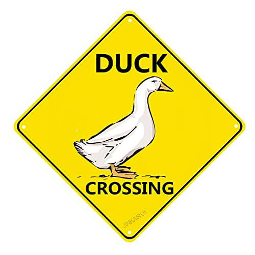 Duck Crossing Schilder – Duck Crossing Schild, reflektierendes Metall, 20,3 x 20,3 cm, Enten-Teich-Schild, Bauernhof, Bio-Land, Petka-Schilder und Grafiken, geeignet für Innen- und Außenbereich von JINKAIRUI