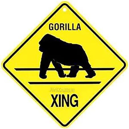 Gorilla Xing Caution Crossing Wildlife Gift Sign Blechschild für Zuhause, Büro, Bar, Wanddekoration für Innen- und Außenbereich, quadratisch, 20,3 x 20,3 cm Gorilla Xing Caution Crossing Wildlife Gift Sign Blechschild für Zuhause, Büro, Bar, Wanddekoration für Innen- und Außenbereich, quadratisch, 20,3 x 20,3 cm von JINKAIRUI