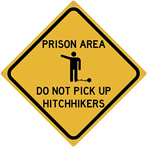 Jinkaerui Metall-Blechschild – Gefängnisbereich Do Not Pick Up Hitchhikers Road Man Cave Garagenschild – quadratisch, 30,5 x 30,5 cm Jinkaerui Metall-Blechschild – Gefängnisbereich Do Not Pick Up Hitchhikers Road Man Cave Garagenschild – quadratisch, 30,5 x 30,5 cm von JINKAIRUI