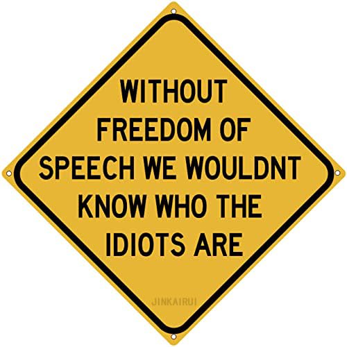 Jinkariu Metallschild "Freedom of Speech Road First Amendment", 20,3 x 20,3 cm von JINKAIRUI