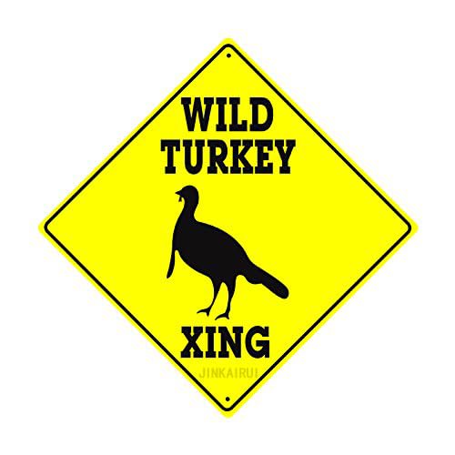 Metalldose "Wild Turkey Xing Caution Animal Farm Ranch Hunter Road Decor Diamond Sign Indoor/Outdoor Wall Decor Yard Square Sign 20.3 cm x 8 von JINKAIRUI