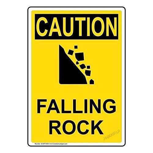 Metallschild mit Aufschrift "Caution Falling Rock", Wanddekoration, 30,5 x 45,7 cm Metallschild mit Aufschrift "Caution Falling Rock", Wanddekoration, 30,5 x 45,7 cm von JINKAIRUI