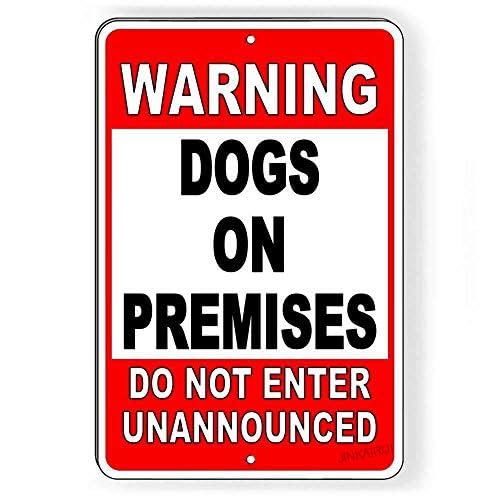 Metallschild mit Aufschrift "Warning Dogs On Premises Do Not Enter Unannounced", 15,2 x 20,3 cm Metallschild mit Aufschrift "Warning Dogs On Premises Do Not Enter Unannounced", 15,2 x 20,3 cm von JINKAIRUI