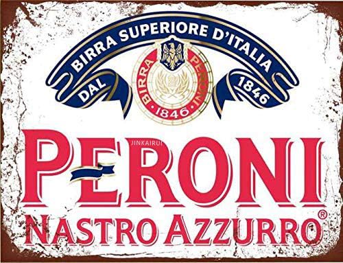 Retro Metall Blechschild Lustig Peroni Nastro Azzurro Lager Bier Stil Werbeschild im Schild für Zuhause Höhle Garage Bar Wanddekoration Vintage Metallschild 20,3 x 30,5 cm von JINKAIRUI