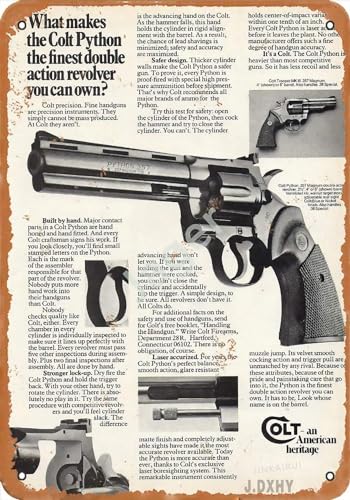 Retro Metall-Blechschild What Makes The Colt Python The Finest Double Action Revolver You Can Own Plakette Haus Cafe Club oder Bar Schild für Zuhause Höhle Garage Bar Wanddekoration Schild 20,3 x 30,5 von JINKAIRUI