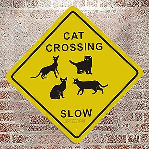 Schild "Cat Xing Crossing", 20,3 x 20,3 cm, rostfreies Aluminium, Wanddekoration, Dekoration für Wohnzimmer, Zuhause, wetterfest, einfache Montage, für den Innen- und Außenbereich Schild "Cat Xing Crossing", 20,3 x 20,3 cm, rostfreies Aluminium, Wanddekoration, Dekoration für Wohnzimmer, Zuhause, wetterfest, einfache Montage, für den Innen- und Außenbereich von JINKAIRUI
