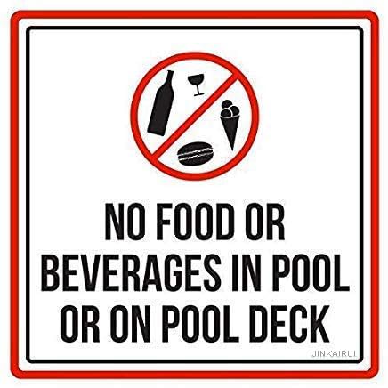 Wandschilder für Schlafzimmer, Türschild "No Food Or Beverages in Pool Or On Pool Deck Hot Tub/Spa, Warnung, quadratisch, Metalltür, dekoratives Schild, Schwimmbadschilder, 30,5 x 30,5 cm Wandschilder für Schlafzimmer, Türschild "No Food Or Beverages in Pool Or On Pool Deck Hot Tub/Spa, Warnung, quadratisch, Metalltür, dekoratives Schild, Schwimmbadschilder, 30,5 x 30,5 cm von JINKAIRUI