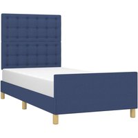 Bettgestell mit Kopfteil Blau 80x200 cm Stoff vidaXL Bettgestell mit Kopfteil Blau 80x200 cm Stoff vidaXL von JINLEFU