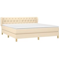 Boxspringbett mit Matratze Creme 160x200 cm Stoff vidaXL von JINLEFU