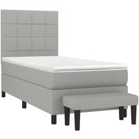 Boxspringbett mit Matratze Hellgrau 100x200 cm Stoff vidaXL von JINLEFU