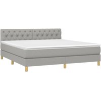 Boxspringbett mit Matratze Hellgrau 160x200 cm Stoff vidaXL von JINLEFU
