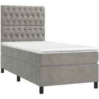 Boxspringbett mit Matratze Hellgrau 80x200 cm Samt vidaXL von JINLEFU