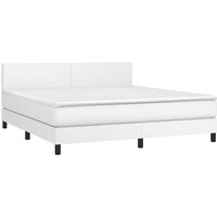 Boxspringbett mit Matratze Weiß 160x200 cm Kunstleder vidaXL Boxspringbett mit Matratze Weiß 160x200 cm Kunstleder vidaXL von JINLEFU