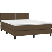 Boxspringbett mit Matratze & led Dunkelbraun 140x200 cm Stoff vidaXL von JINLEFU