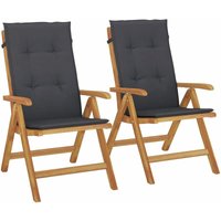 Gartenstühle mit Kissen 2 Stk. Massivholz Teak vidaXL von JINLEFU