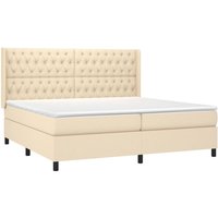 Jinlefu - Boxspringbett mit Matratze Creme 200x200 cm Stoff vidaXL Jinlefu - Boxspringbett mit Matratze Creme 200x200 cm Stoff vidaXL von JINLEFU