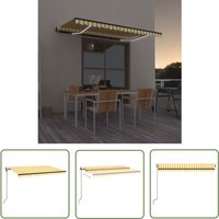 The Living Store Automatische Markise mit led & Windsensor 450x300 cm Gelb/Weiß - Alu Markise - Gartensonnenschirm - Terrassenüberdachung von JINLEFU
