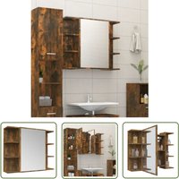 Jinlefu - The Living Store Bad-Spiegelschrank Räuchereiche 80x20,5x64 cm Holzwerkstoff - Badschränke - Spiegelschrank - Badezimmermöbel Jinlefu - The Living Store Bad-Spiegelschrank Räuchereiche 80x20,5x64 cm Holzwerkstoff - Badschränke - Spiegelschrank - Badezimmermöbel von JINLEFU