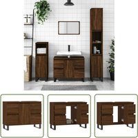 Jinlefu - The Living Store Badschrank Braun Eichen-Optik 80x33x60 cm Holzwerkstoff - Badeschrank - Holzwerkstoff - Eichendekor - Badezimmermöbel Jinlefu - The Living Store Badschrank Braun Eichen-Optik 80x33x60 cm Holzwerkstoff - Badeschrank - Holzwerkstoff - Eichendekor - Badezimmermöbel von JINLEFU