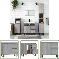 Jinlefu - The Living Store Badschrank Grau Sonoma 65x33x60 cm Holzwerkstoff - Badeschrank - Badmöbel - Grau Sonoma - Holzwerkstoff - Eisenfuß Jinlefu - The Living Store Badschrank Grau Sonoma 65x33x60 cm Holzwerkstoff - Badeschrank - Badmöbel - Grau Sonoma - Holzwerkstoff - Eisenfuß von JINLEFU