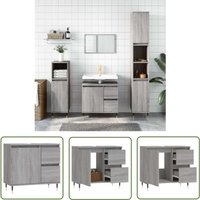 Jinlefu - The Living Store Badschrank Grau Sonoma 65x33x60 cm Holzwerkstoff - Badeschrank - Holzwerkstoff - Grauer Badeschrank - Badezimmermöbel Jinlefu - The Living Store Badschrank Grau Sonoma 65x33x60 cm Holzwerkstoff - Badeschrank - Holzwerkstoff - Grauer Badeschrank - Badezimmermöbel von JINLEFU