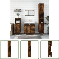Jinlefu - The Living Store Badschrank Räuchereiche 30x30x190 cm Holzwerkstoff - Badeschrank - Badmöbel - Badezimmerorganisation - Stauraum von JINLEFU