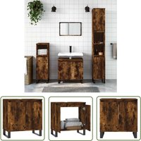 Jinlefu - The Living Store Badschrank Räuchereiche 58x33x60 cm Holzwerkstoff - Badeschrank - Badezimmermöbel - Holzwerkstoff - Industrieller Stil Jinlefu - The Living Store Badschrank Räuchereiche 58x33x60 cm Holzwerkstoff - Badeschrank - Badezimmermöbel - Holzwerkstoff - Industrieller Stil von JINLEFU