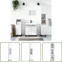 The Living Store Badschrank Weiß 30x30x190 cm Holzwerkstoff - Badeschrank - Badezimmermöbel - Holzwerkstoff - Weißer Schrank - Spiegelschrank von JINLEFU