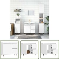 Jinlefu - The Living Store Badschrank Weiß 65x33x60 cm Holzwerkstoff - Badeschrank - Holzwerkstoff - Weißer Badschrank - Badezimmermöbel Jinlefu - The Living Store Badschrank Weiß 65x33x60 cm Holzwerkstoff - Badeschrank - Holzwerkstoff - Weißer Badschrank - Badezimmermöbel von JINLEFU