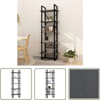 Jinlefu - The Living Store Bücherregal 5 Fächer Grau 60x30x175 cm Massivholz Kiefer - BucheRegal - Holzmöbel - Industrielles Design von JINLEFU