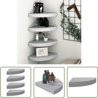 Jinlefu - The Living Store Eck-Schweberegale 4 Stk. Betongrau 35x35x3,8 cm mdf - Eckwandregal - Betonlook - Wandregal Grau - Wohnraumgestaltung von JINLEFU