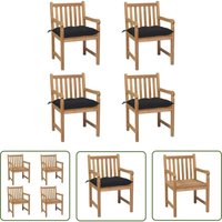 Jinlefu - The Living Store Gartenstühle 4 Stk. mit Schwarzen Kissen Massivholz Teak - Gartenstühle - Holzmöbel - Teakholz Gartenmöbel - Outdoor Möbel Jinlefu - The Living Store Gartenstühle 4 Stk. mit Schwarzen Kissen Massivholz Teak - Gartenstühle - Holzmöbel - Teakholz Gartenmöbel - Outdoor Möbel von JINLEFU