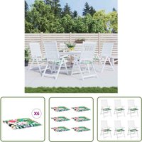 The Living Store Gartenstuhl-Kissen 6 Stk. Mehrfarbig 40x40x3 cm Stoff - Gartenkissen - Sitzkissen - Outdoor-Dekoration - Balkondekoration von JINLEFU