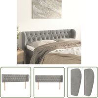 The Living Store Kopfteil mit Ohren Hellgrau 163x23x78/88 cm Samt - Bettkopfteil - Kopfteil - Samt - Grau - Hellgrau von JINLEFU