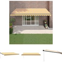The Living Store Markise Einziehbar Gelb und Weiß 5x3 m Stoff und Aluminium - Markisen - Gelb von JINLEFU