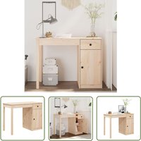 Jinlefu - The Living Store Schreibtisch 100x50x75 cm Massivholz Kiefer - Holz Schreibtisch - Massivholzschiebertisch - Kiefernschreibtisch - Home von JINLEFU