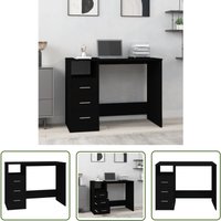 The Living Store Schreibtisch mit Schubladen Schwarz 102x50x76 cm Holzwerkstoff - Bürostuhl - Schreibtisch Schwarz - Home Office - Holzwerkstoffmöbel von JINLEFU