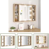 Jinlefu - The Living Store Spiegelschrank mit led Sonoma-Eiche 76x15x55 cm - Spiegelschrank - Badezimmermöbel - LED-Spiegel - Holzwerkstoff Jinlefu - The Living Store Spiegelschrank mit led Sonoma-Eiche 76x15x55 cm - Spiegelschrank - Badezimmermöbel - LED-Spiegel - Holzwerkstoff von JINLEFU