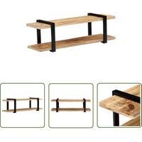 Jinlefu - The Living Store TV-Regal 130x40x40 cm Massivholz Mango - tv Regal - Holzmöbel - Wohnzimmerschrank - Mangoholz - Industrielles Design von JINLEFU